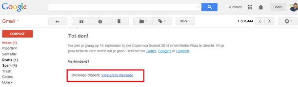 Messages that are larger than 102 KB are clipped by Gmail