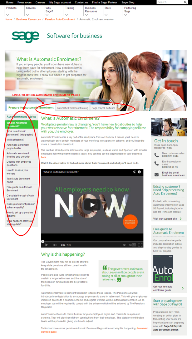 autoenrolment landing page