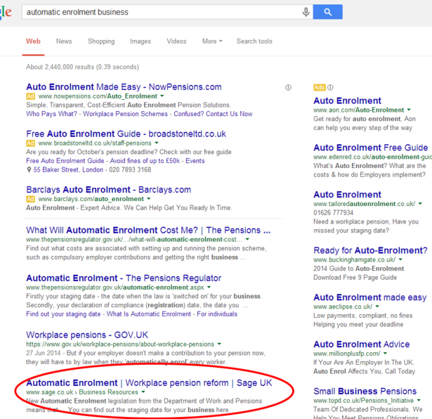 automatic enrolment business search