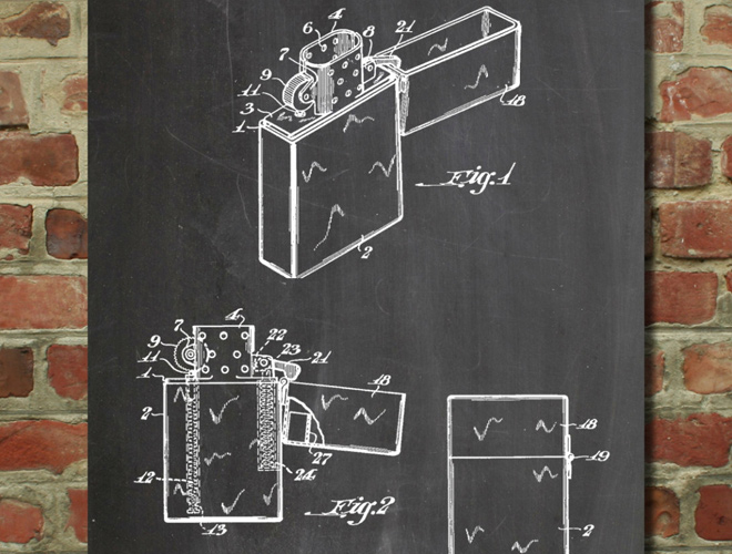 zippo lighter patent artwork poster
