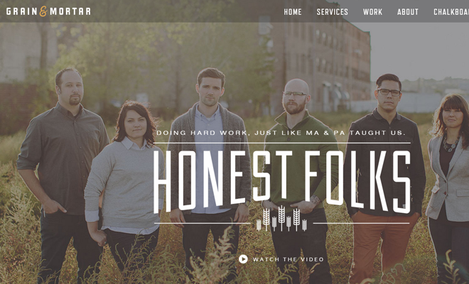 grain mortar design studio website header