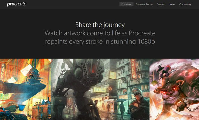 procreate app ios mobile landing page