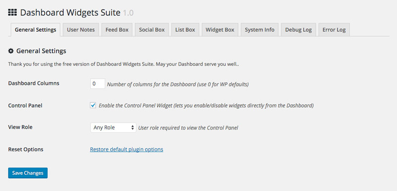 [ DWS Tabbed Settings Screen ]