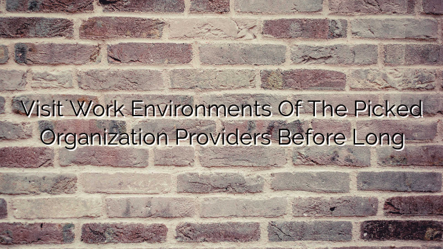 Visit Work Environments Of The Picked Organization Providers Before Long