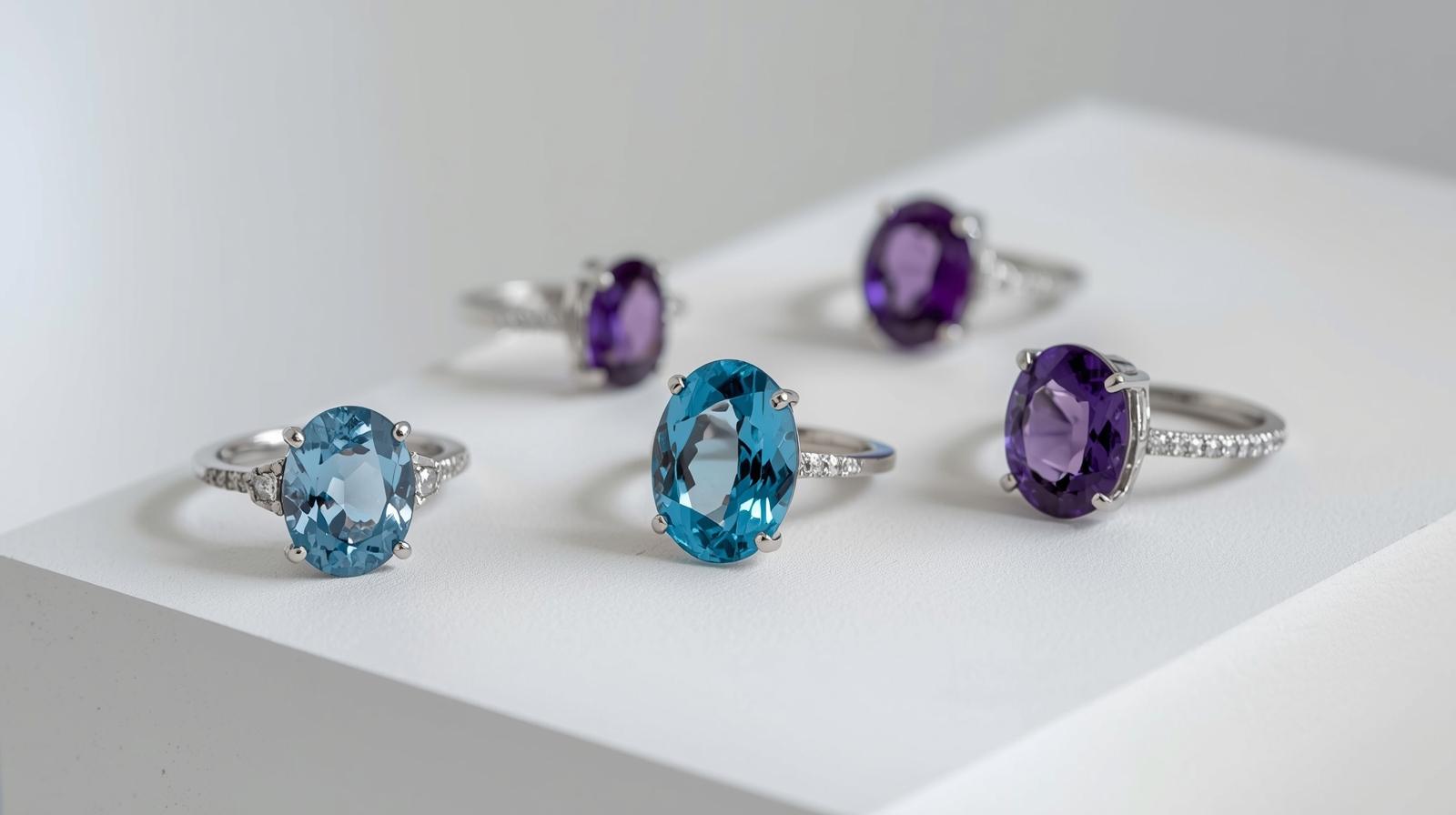 Mixing-Aquamarine-and-Amethyst-Rings-in-Modern-Jewelry