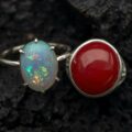 Opal-ring-and-Red-Coral-ring